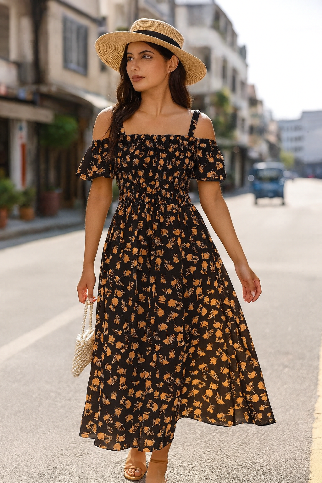 Midnight Floral Elegance Dress