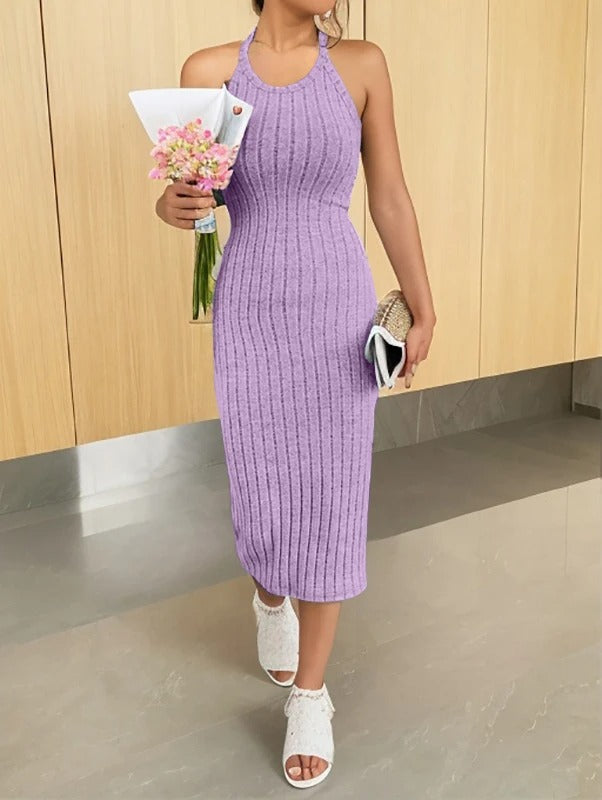 Women’s Slim Fit Halter Neck Bodycon Midi Dress
