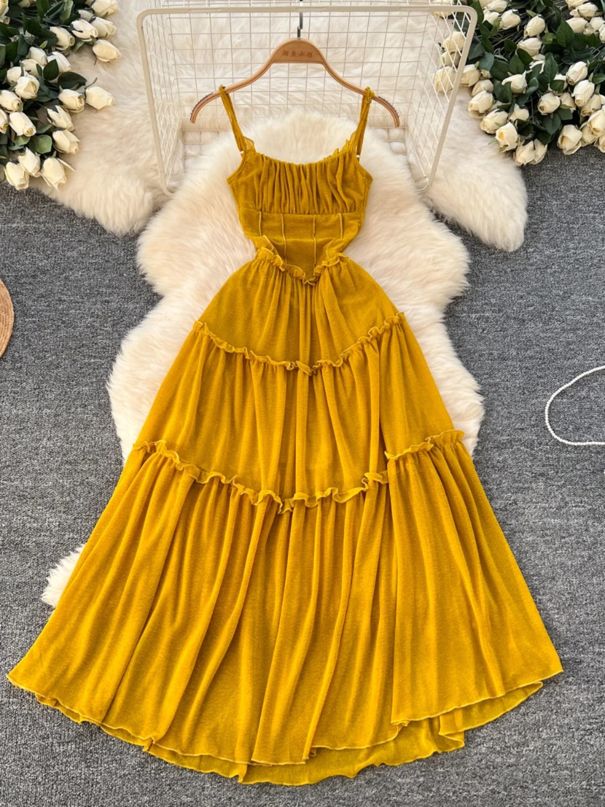 Golden Glow Tiered Maxi Dress