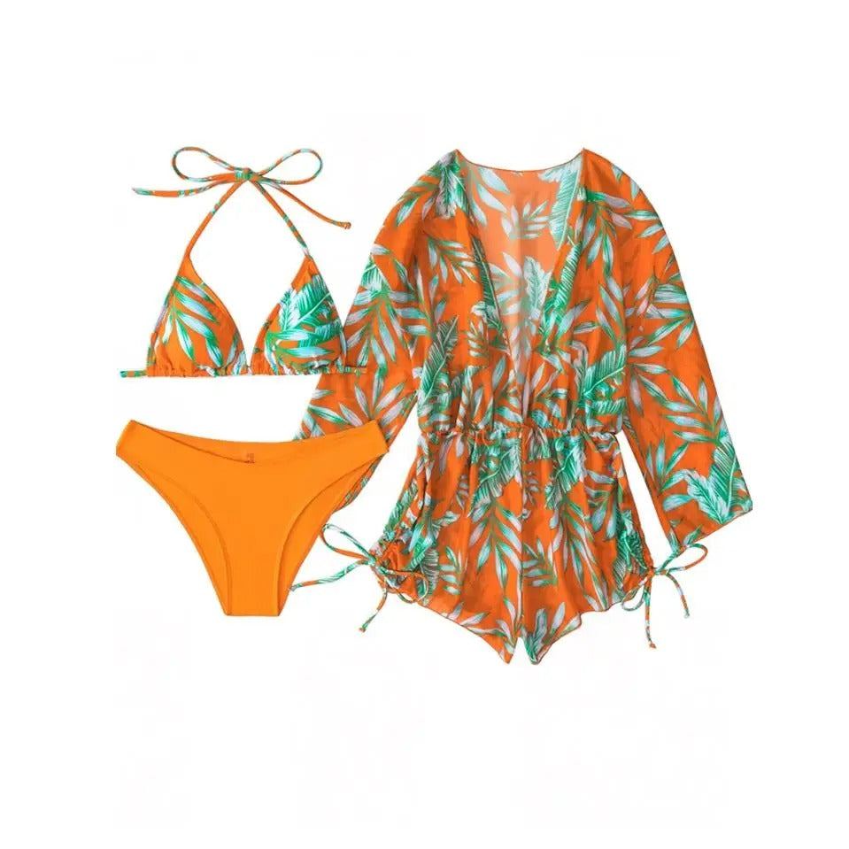 Tropical Blaze 3-Piece Bikini Set