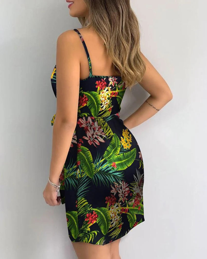 Island Breeze Leaf Print Dress