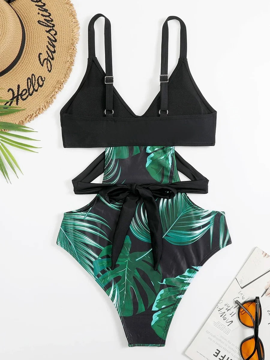 Tropical Flame Cutout One-Piece Swimsuit