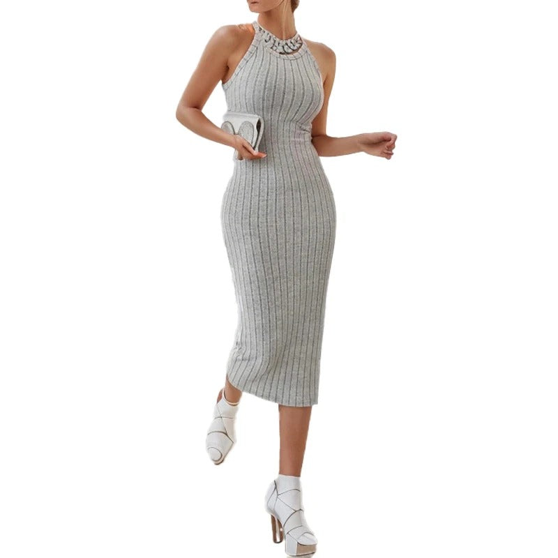 Women’s Slim Fit Halter Neck Bodycon Midi Dress