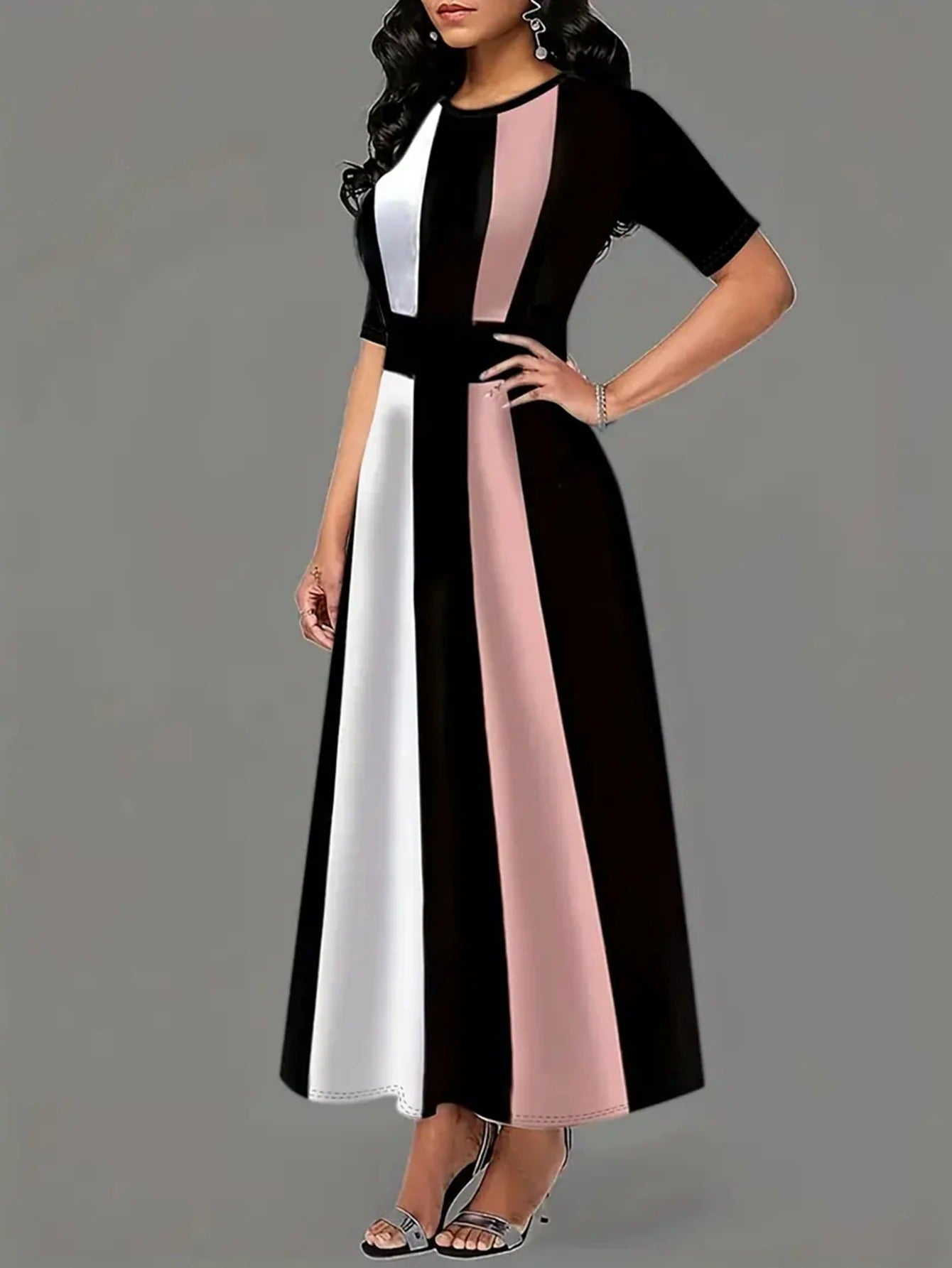 Chic Colorblock Elegance Maxi Dress