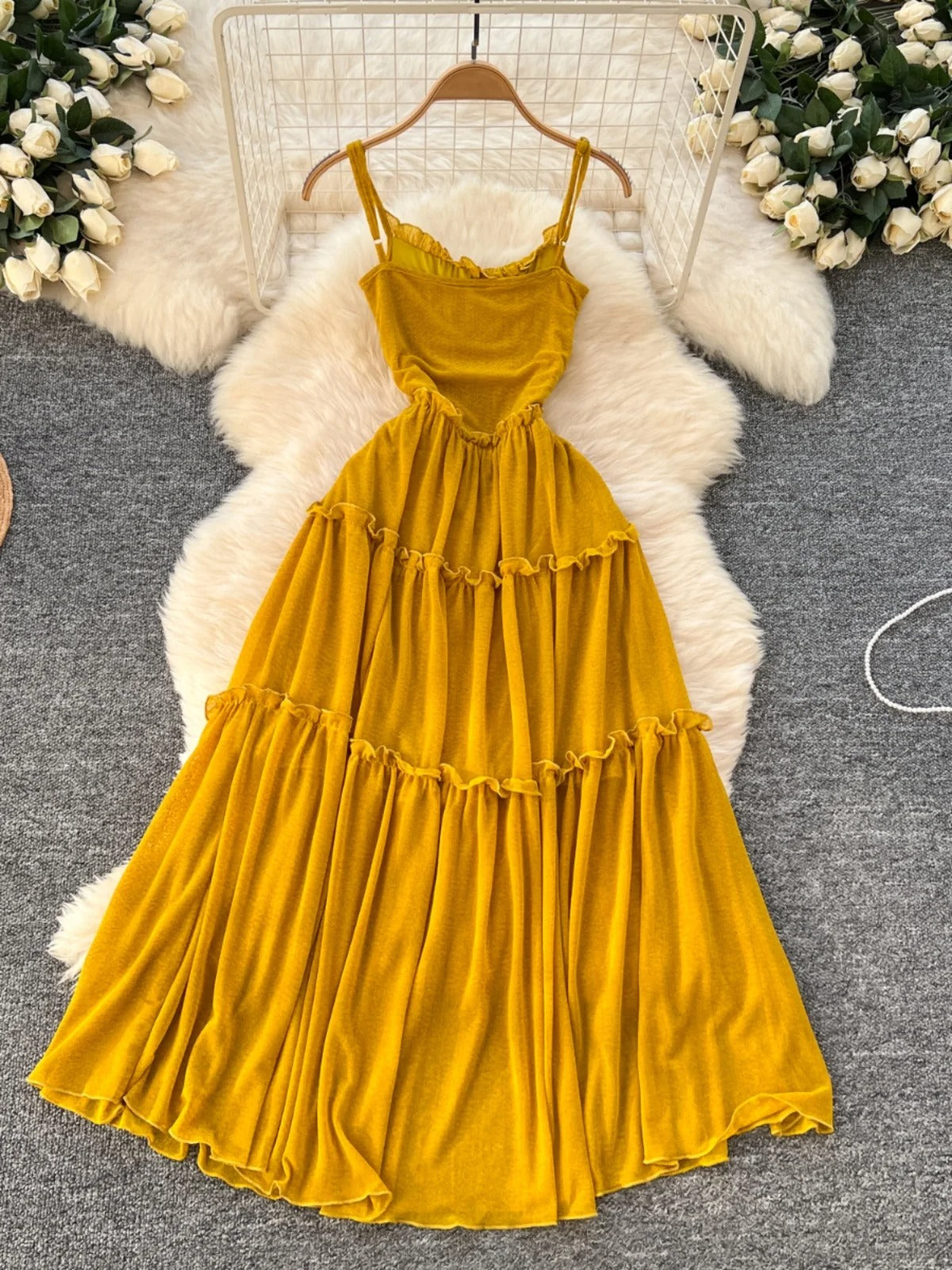 Golden Glow Tiered Maxi Dress