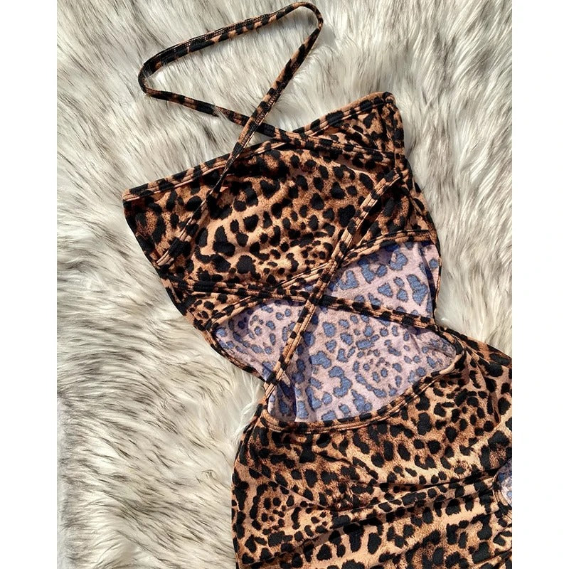 Wild Allure Leopard Cutout Mini Dress
