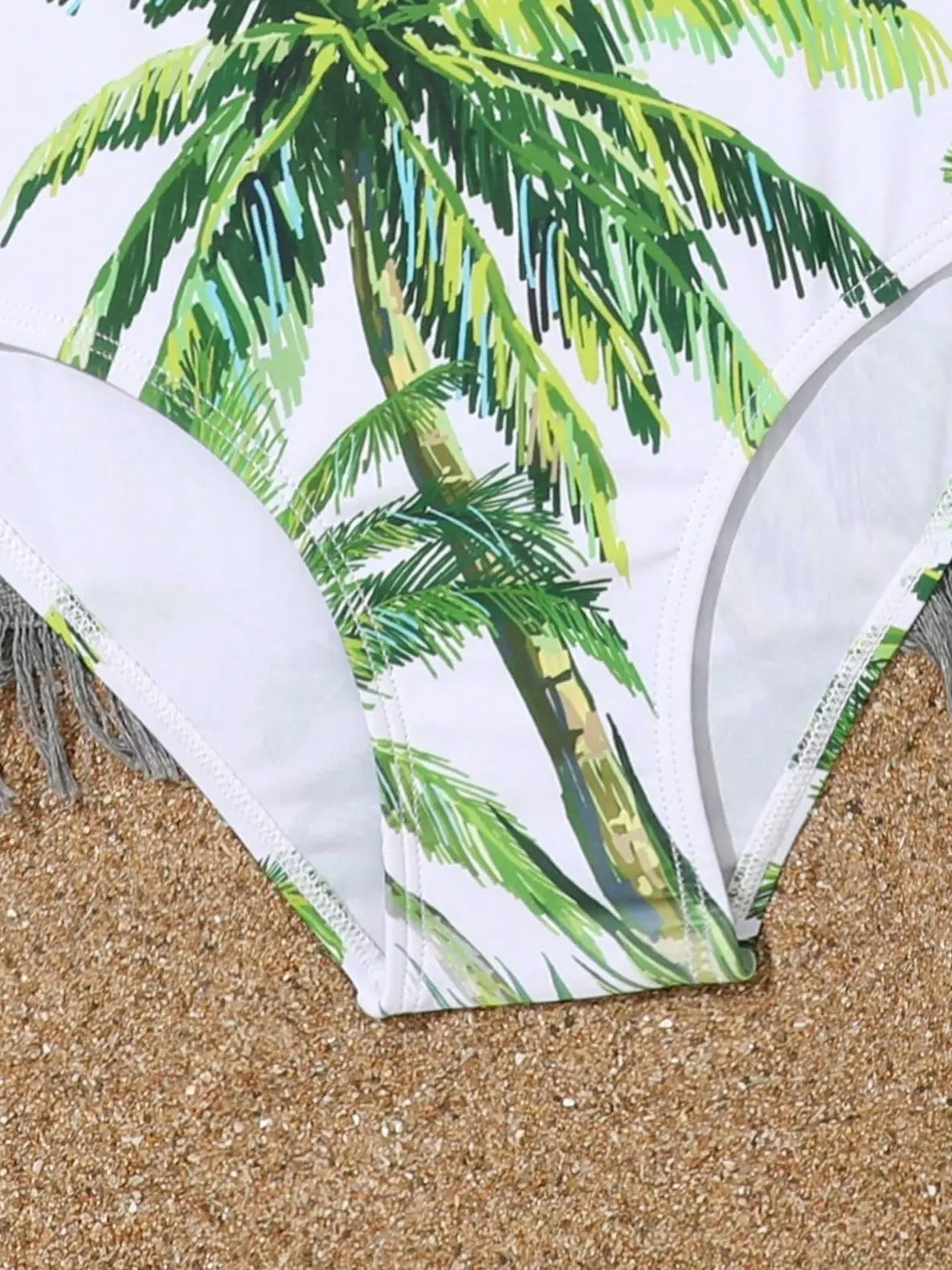 Tropical Palm High-Waist Bikini Set
