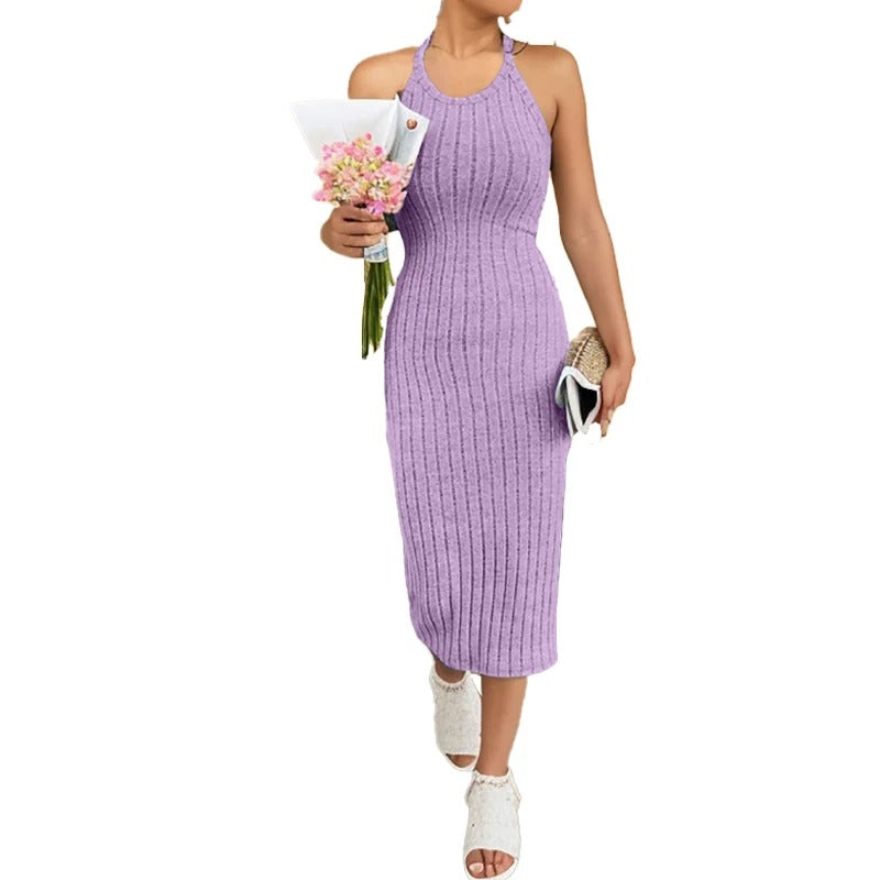 Women’s Slim Fit Halter Neck Bodycon Midi Dress
