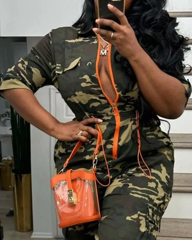 Bold Camo Chic Zip-Up Jumpsuit