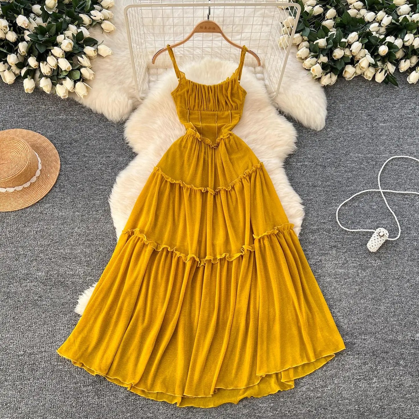 Golden Glow Tiered Maxi Dress