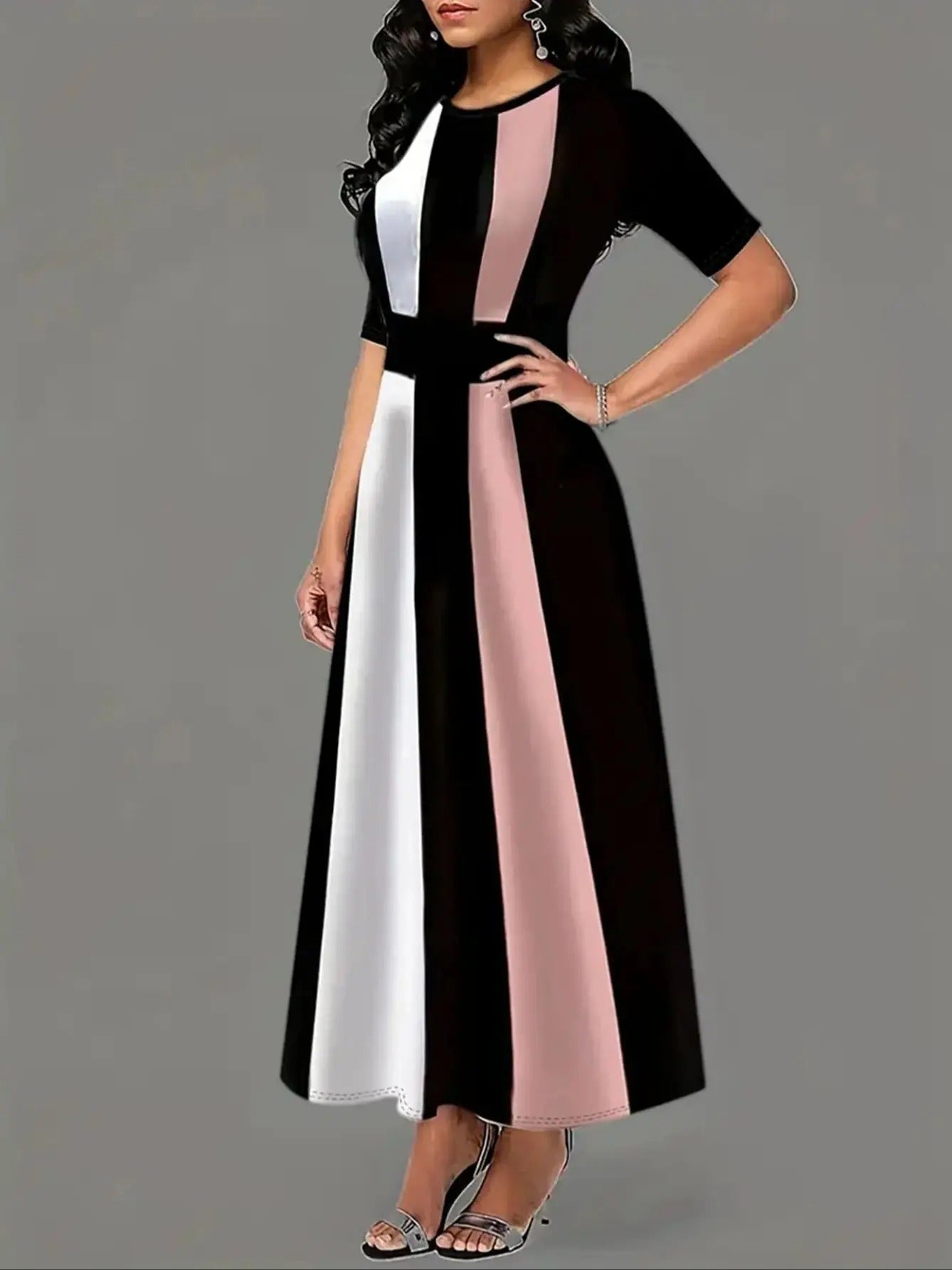 Chic Colorblock Elegance Maxi Dress