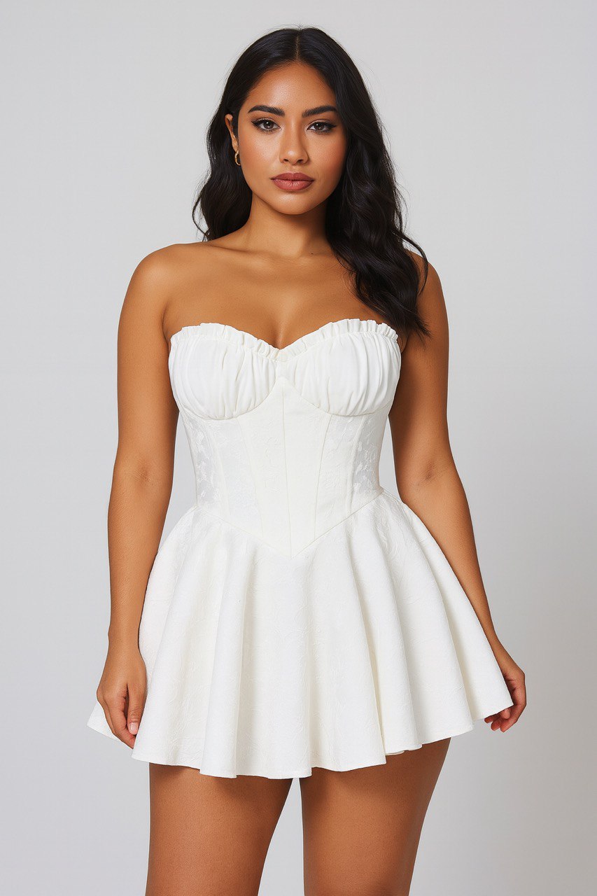 Ivory Bloom Corset Mini Dress