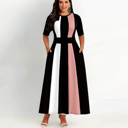 Chic Colorblock Elegance Maxi Dress