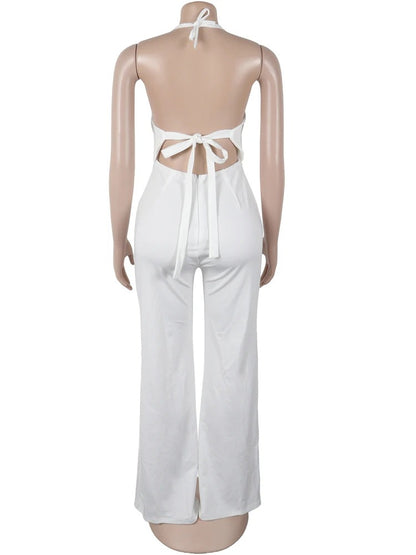 Chic Glamour White Halter Jumpsuit