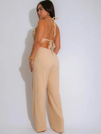 Chic Glamour White Halter Jumpsuit