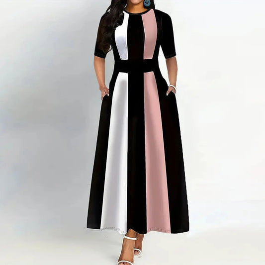 Chic Colorblock Elegance Maxi Dress