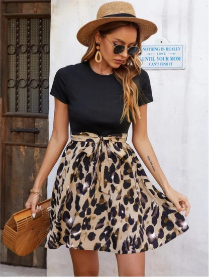 Leopard Charm Short-Sleeve Dress