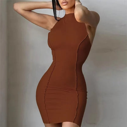 Radiant Sunset Sleeveless Bodycon Mini Dress – Bold & Chic Statement Wear