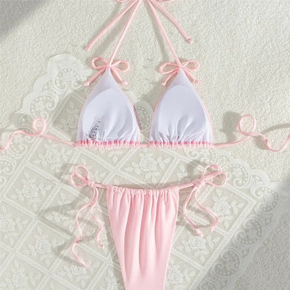 Cotton Candy Dream – Pink Ruched Triangle Bikini Set
