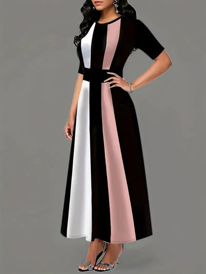 Chic Colorblock Elegance Maxi Dress