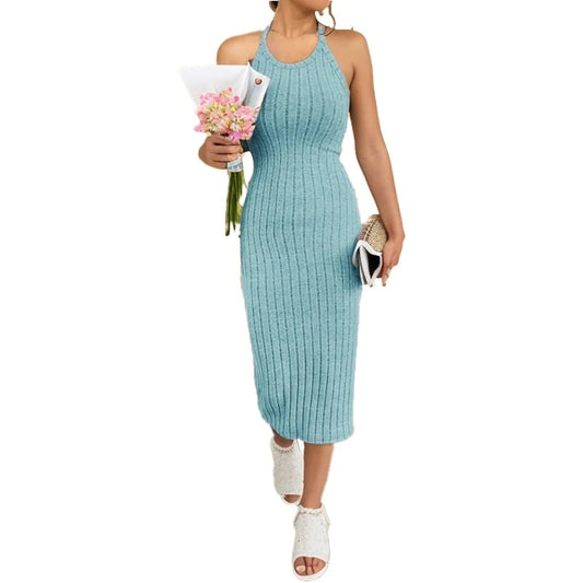 Women’s Slim Fit Halter Neck Bodycon Midi Dress
