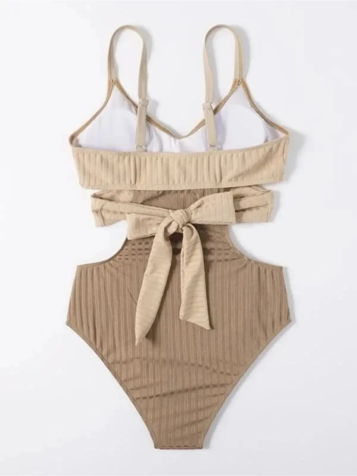 Sahara Chic Ribbed Cutout One-Piece
