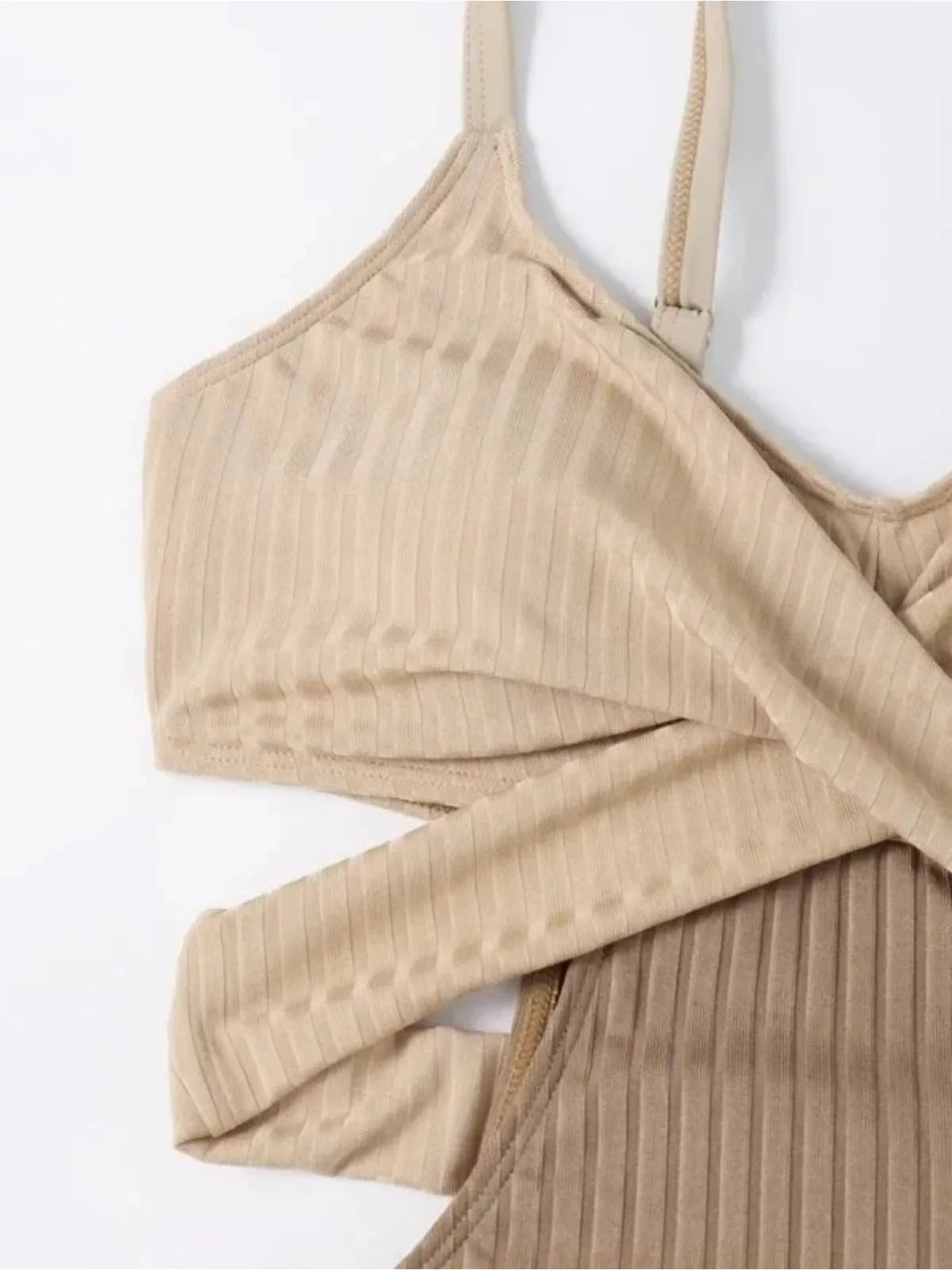 Sahara Chic Ribbed Cutout One-Piece