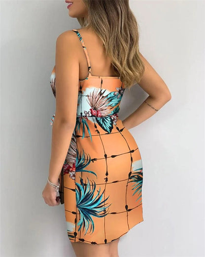 Island Breeze Leaf Print Dress