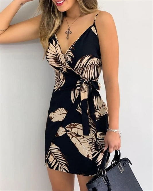 Island Breeze Leaf Print Dress