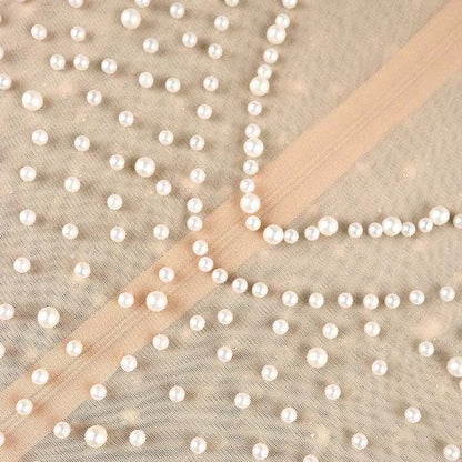 Pearl-Embellished Top & White Wide-Leg Pants