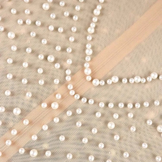 Pearl-Embellished Top & White Wide-Leg Pants