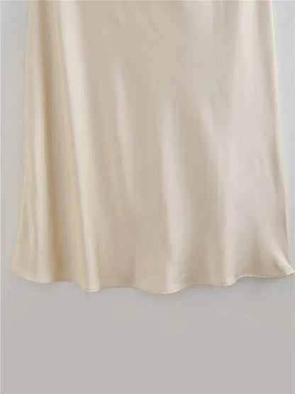 Timeless Ivory Satin Halter Gown with Romantic Rose Detail