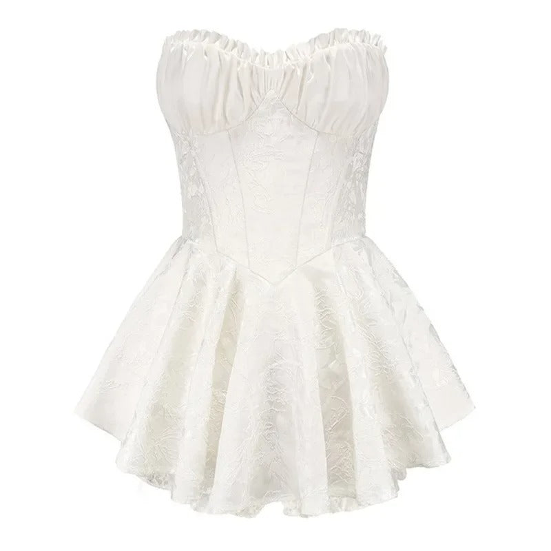 Ivory Bloom Corset Mini Dress