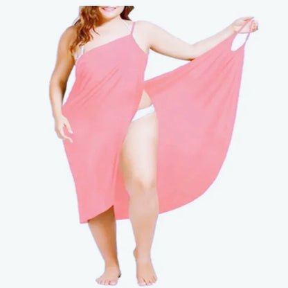 Elegant Burgundy Asymmetrical Beach Cover-Up Dress – Plus Size