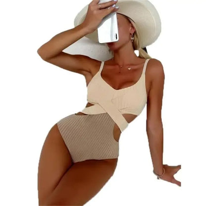 Sahara Chic Ribbed Cutout One-Piece