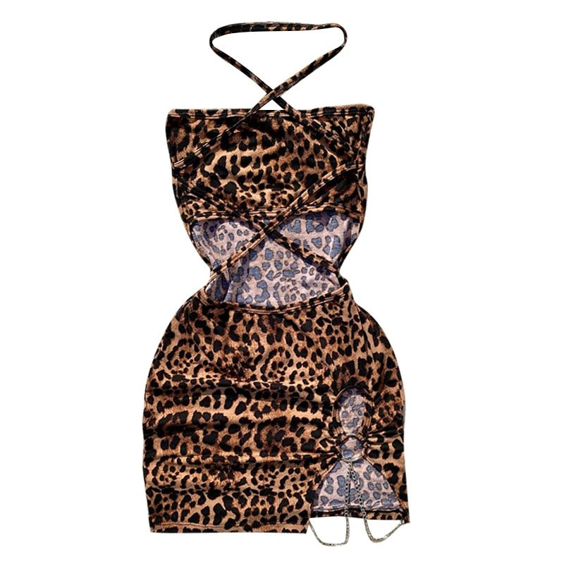 Wild Allure Leopard Cutout Mini Dress