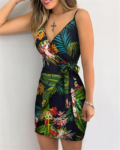 Island Breeze Leaf Print Dress