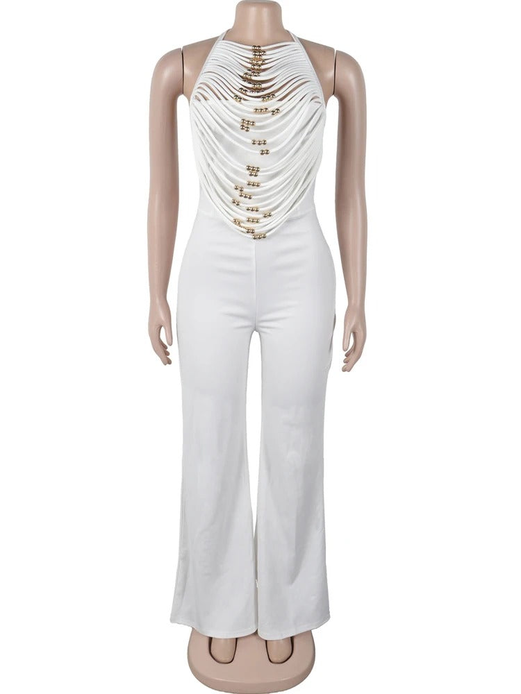 Chic Glamour White Halter Jumpsuit
