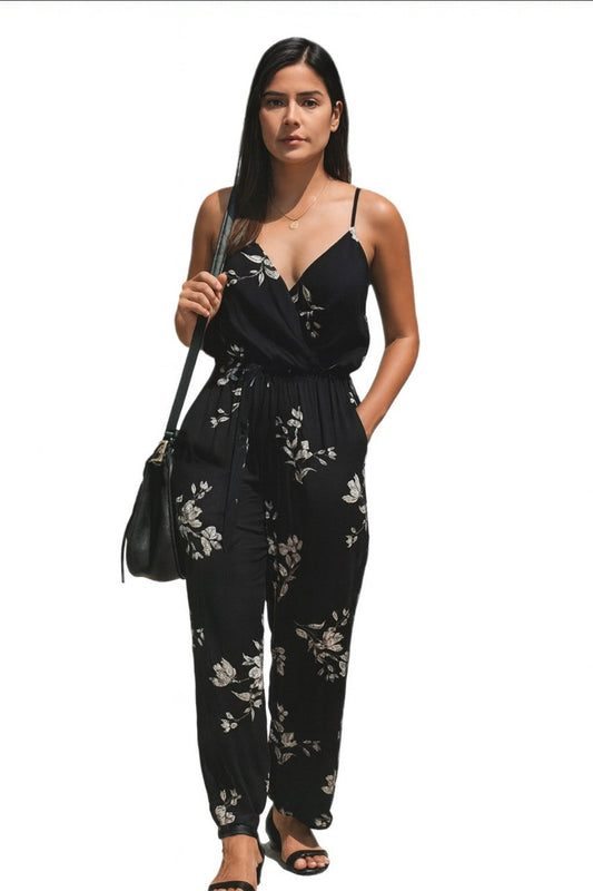 Elegant Floral Jumpsuit - Tropical Print