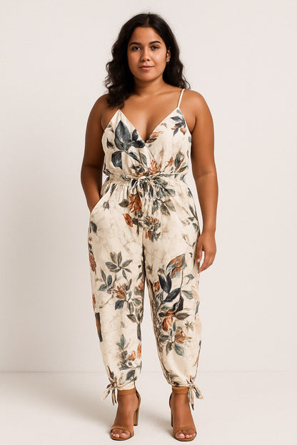 Elegant Floral Jumpsuit - Tropical Print