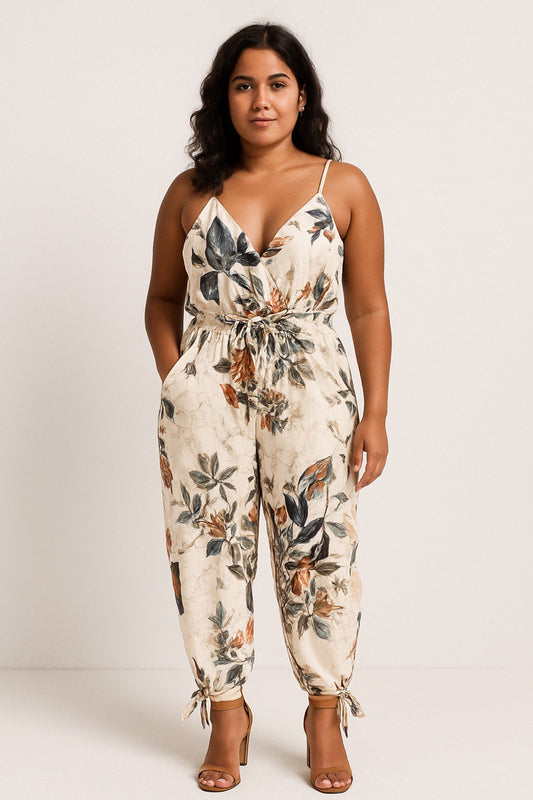Elegant Floral Jumpsuit - Tropical Print