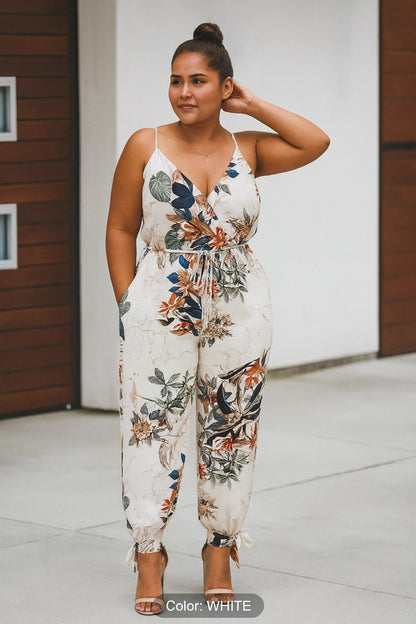 Elegant Floral Jumpsuit - Tropical Print