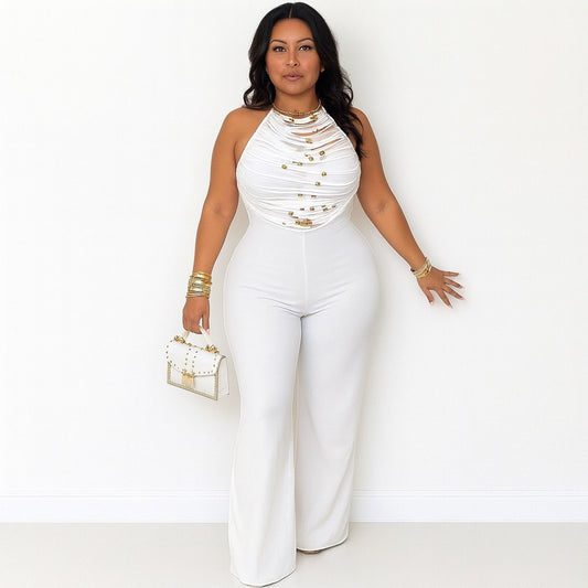 Chic Glamour White Halter Jumpsuit