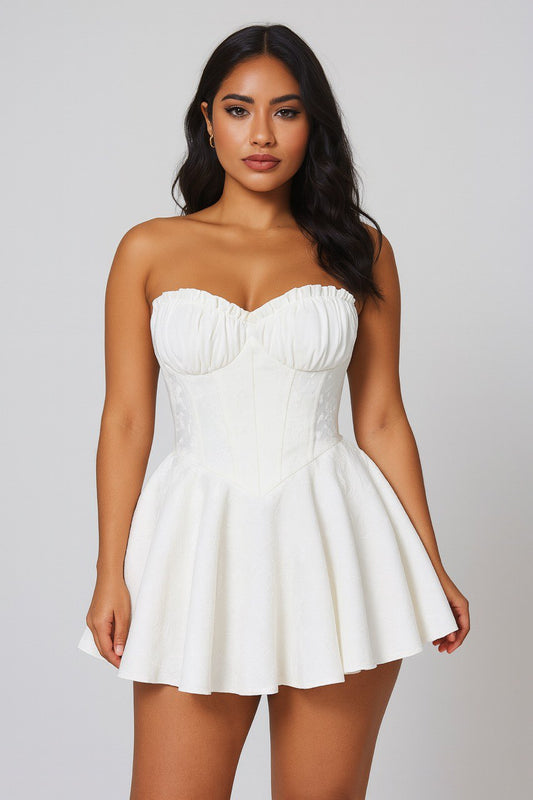 Ivory Bloom Corset Mini Dress
